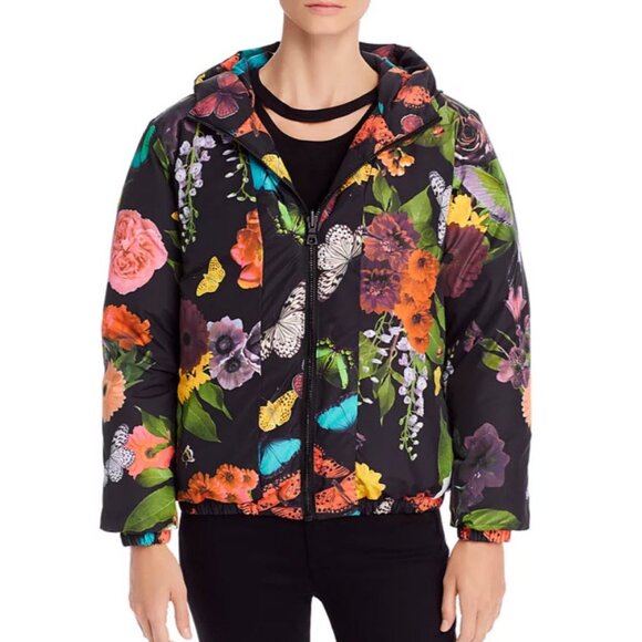 Alice + Olivia Durham Mult Butterfly Floral Down Reversible Puffer Jacket Coat S - Picture 2 of 14